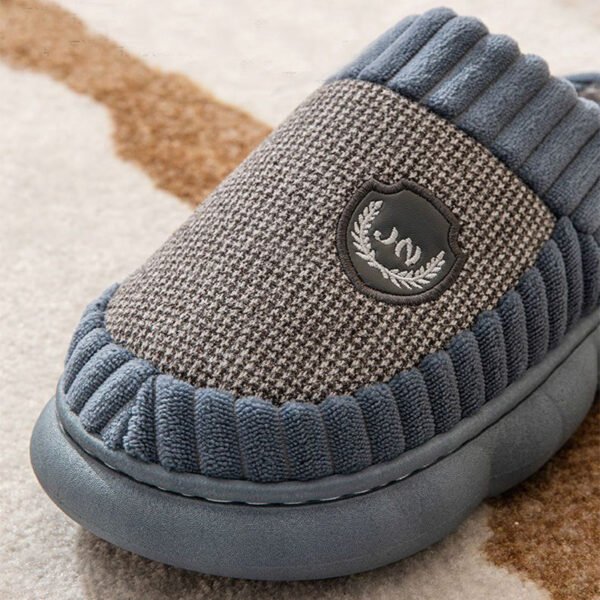 Plus Size Colorblock Plush Slippers For Women Men Winter Warm Home Slipper Indoor Thick-soled Fleece Shoes Couple – Image 7
