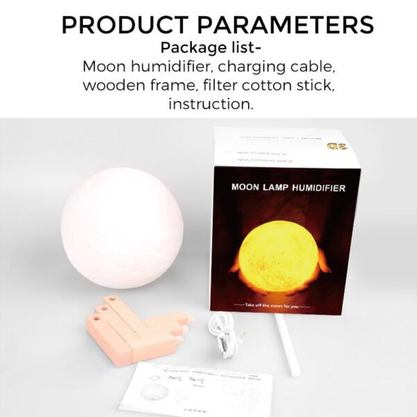3D Moon Lamp Humidifier Hydrating Device Hydrating Device Aroma Diffuser Big Humidifier Defuser – Image 3