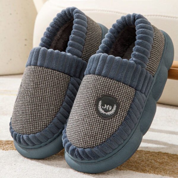 Plus Size Colorblock Plush Slippers For Women Men Winter Warm Home Slipper Indoor Thick-soled Fleece Shoes Couple – Image 10